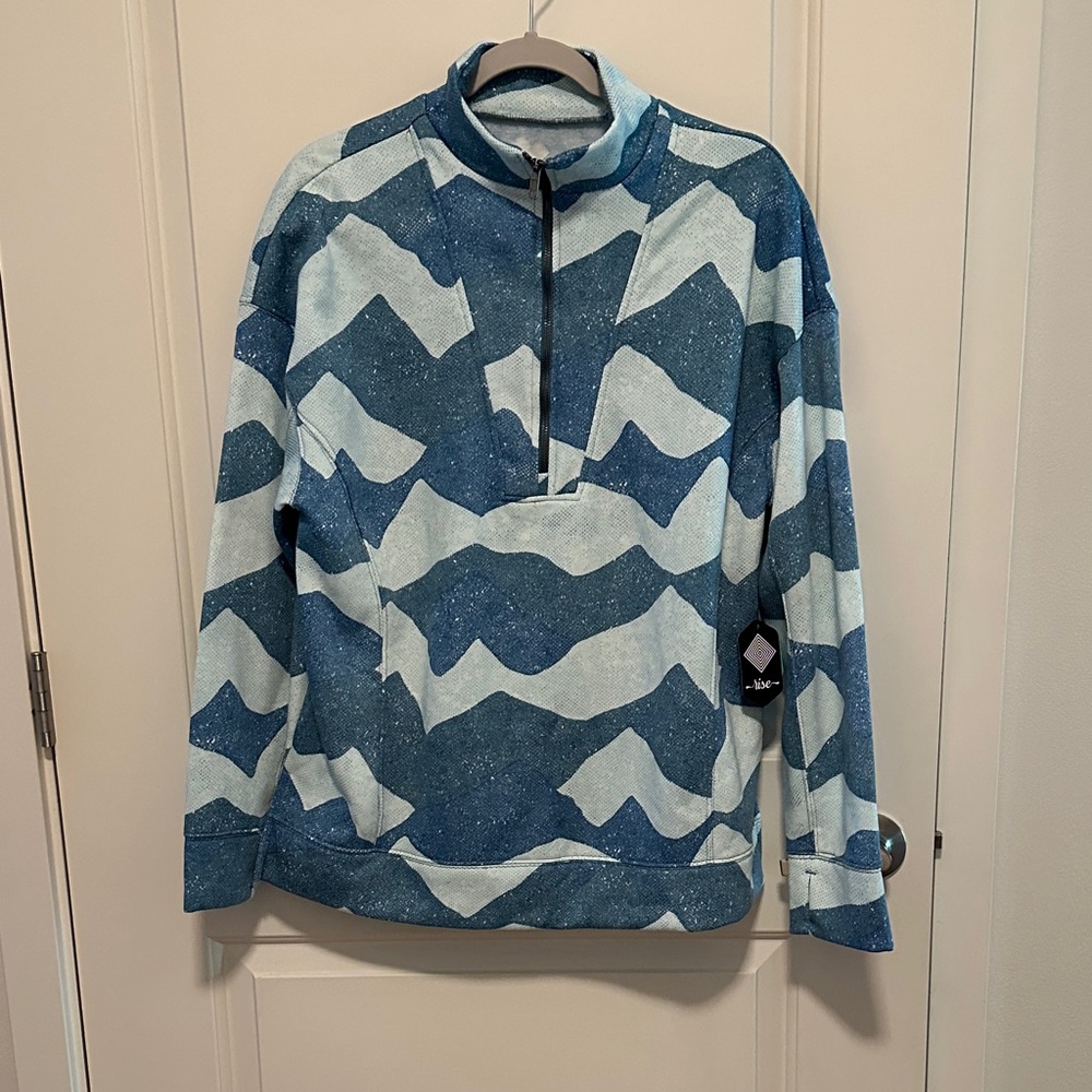 LuLaRoe Persistent Pullover Rise Collection Teal Half-Zip Pullover